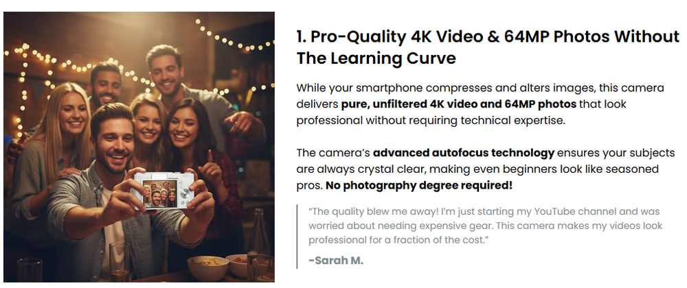 Digital Camera 4K for Photography and Video