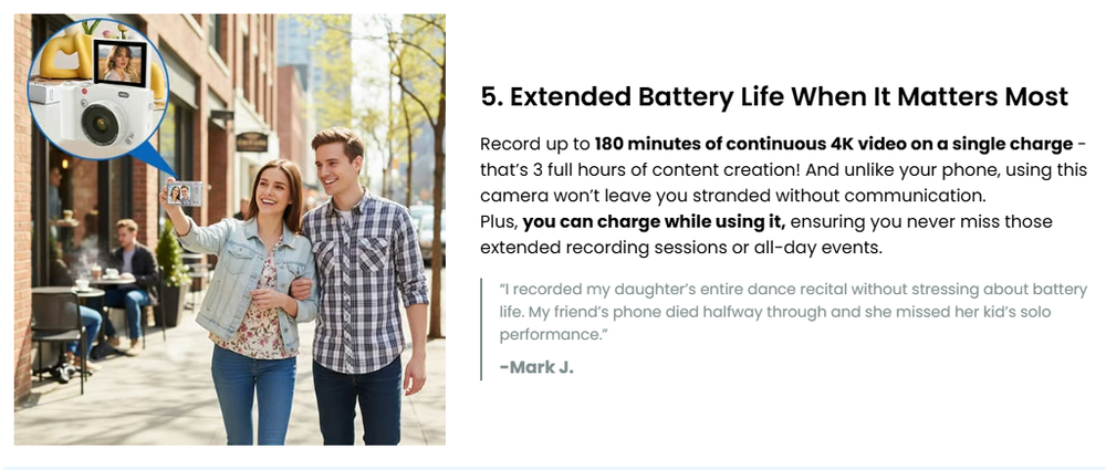 Digital Camera 4K for Photography and Video